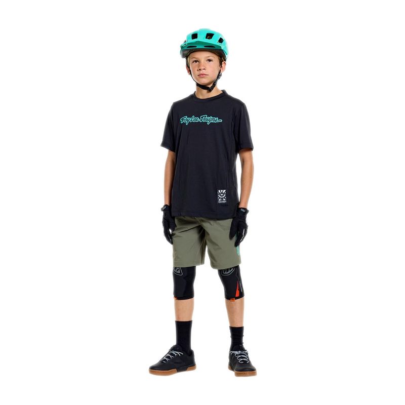 Troy Lee Designs Youth Skyline Ride SS Signature Black/Real Teal