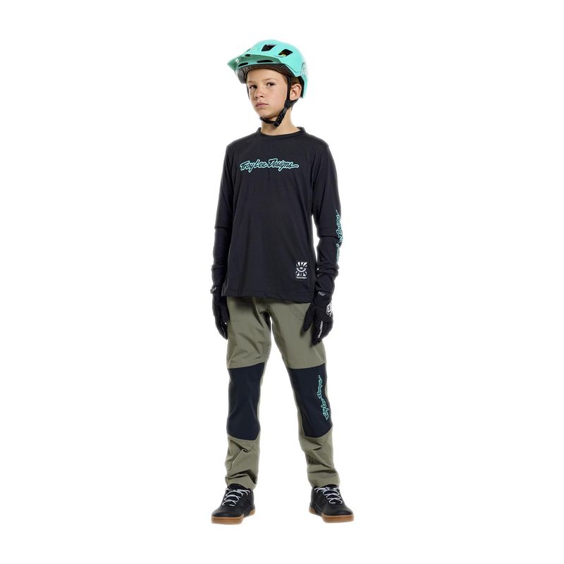 Troy Lee Designs Youth Skyline Ride LS Signature Black/Real Teal