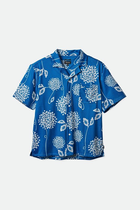 Brixton Bunker Mesh S/S Knit Korterma Skjorte Sky Blue-Off White