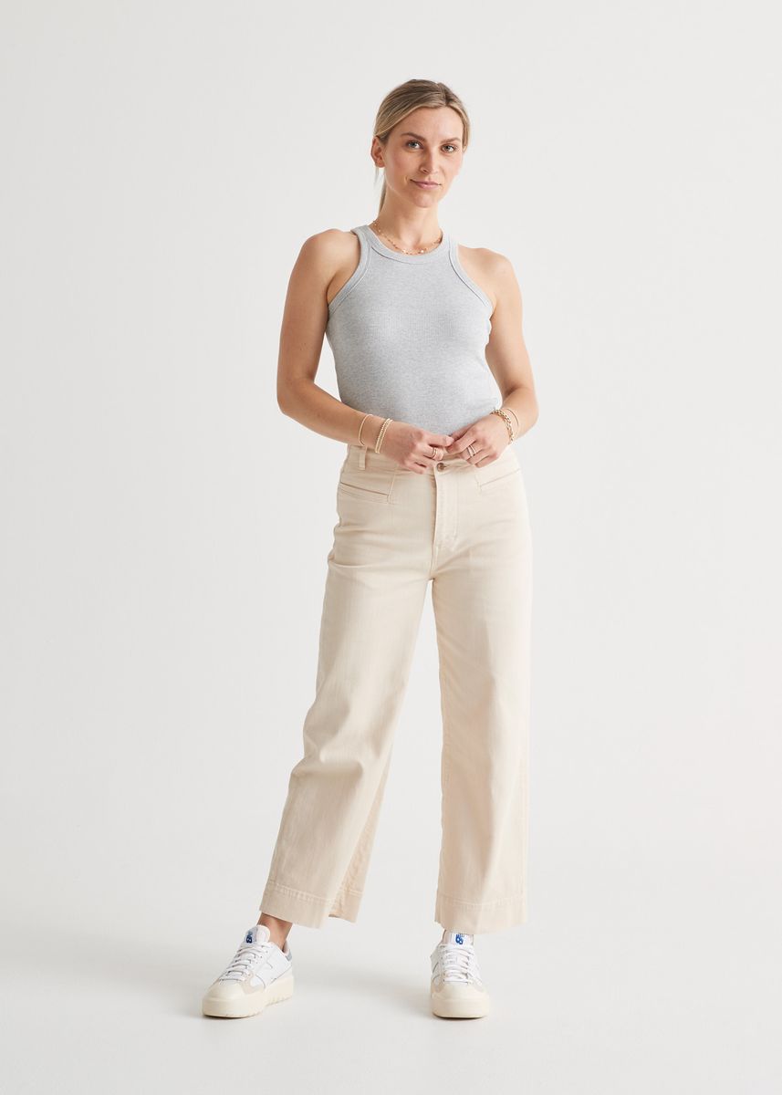 DU/ER LuxTwill High Rise Trouser Women Ecru